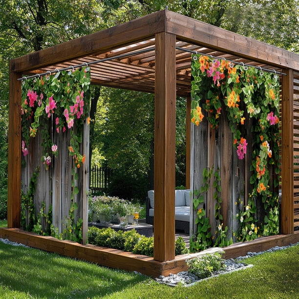 Cortinas Impermeables para Exteriores (2 Piezas), Diseño Floral Verde, 1,8 X 1,8 M, Paneles de Tela | Cortinas para Patio, Balcón, Ventana, Resistentes a La Intemperie y con Protección Uv