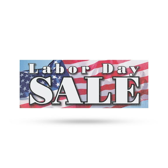 Labor Day Sale Vinyl Decal 48 Inch x 18 Inch Weatherproof Heavy-Duty Adhesive Backing | Seasonal Promotions, Retail Discounts, Event Marketing | Made in USA