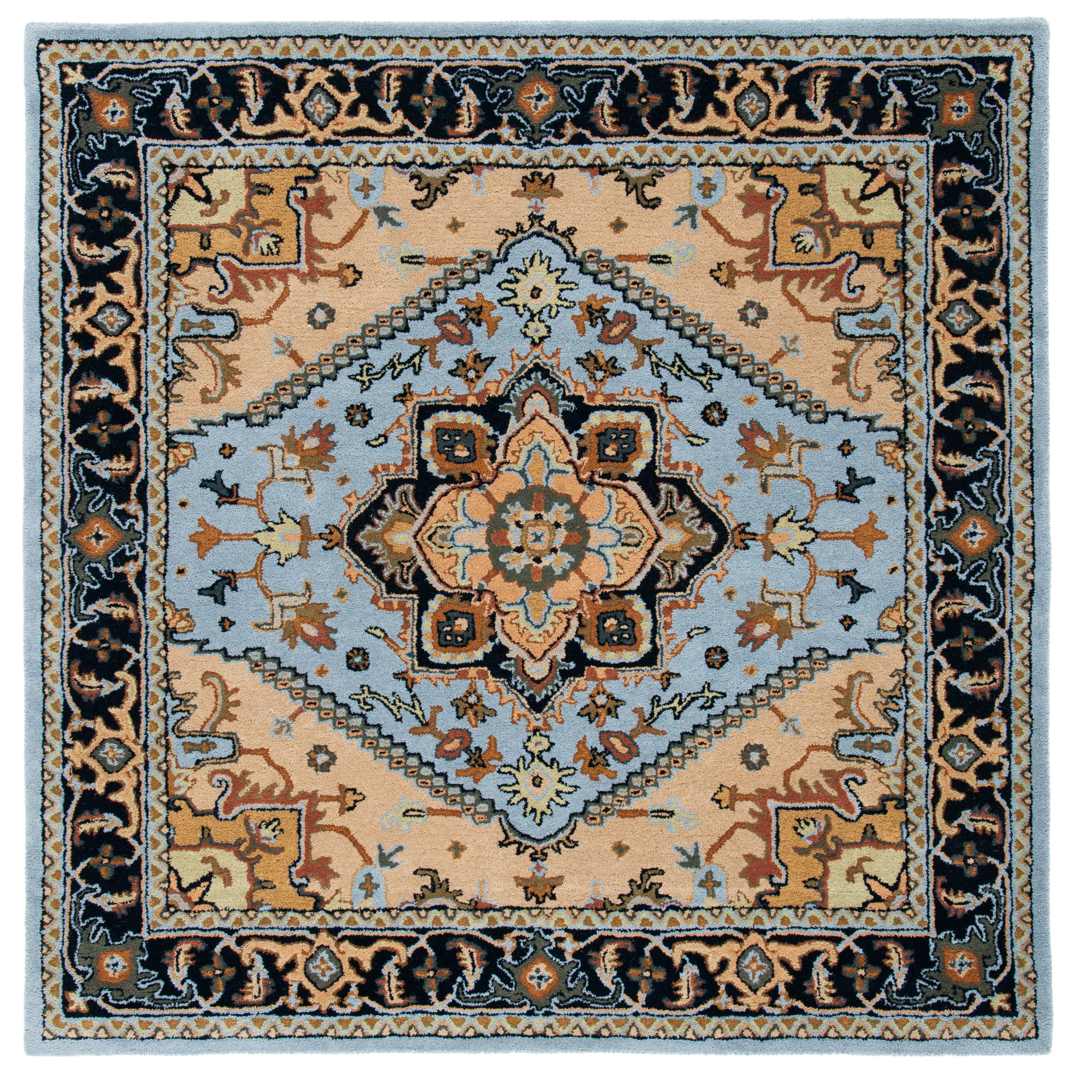 Safavieh Heritage York Oriental Wool Area Rug, Blue/Light Brown, 6' x 6' Square