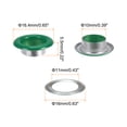 thumbnail image 2 of Uxcell 300 Set Grommets Kit Metal Eyelets 10mm 2/5" Hole Tiny Grommet with Washers for Shoes Clothes Belt Tag Bag Fabric Leather DIY Project, Green, 2 of 4