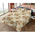 thumbnail image 4 of Ambesonne Floral Fitted & Flat Sheet with Shams 4 Pcs Set, Summer Bloom Floral Pattern, Calking, Chocolate Mustard and Cream, 4 of 5