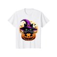 thumbnail image 1 of Halloween T-Shirt, 100%Cotton,Pumpkin Black Cat T-Shirt,Suitable for summer and autumn, 1 of 6