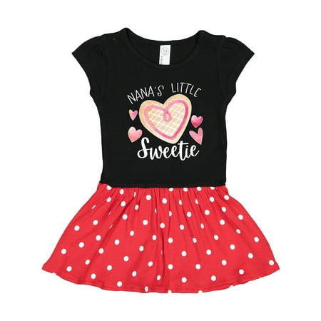 

Inktastic Nana s Little Sweetie with Pink Heart Cookie Gift Toddler Girl Dress