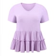 thumbnail image 4 of DARING DIVA Women's Plus Babydoll Tops V Neck Casual Loose Fit Blouses 2X Purple, 4 of 6