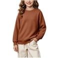 thumbnail image 2 of Lutiedan Boys Girls Knitted Sweaters Teen Crew Neck Long Sleeve Pullover Fall Winter Casual Uniform Sweaters Size 5-16,Brown, 2 of 7