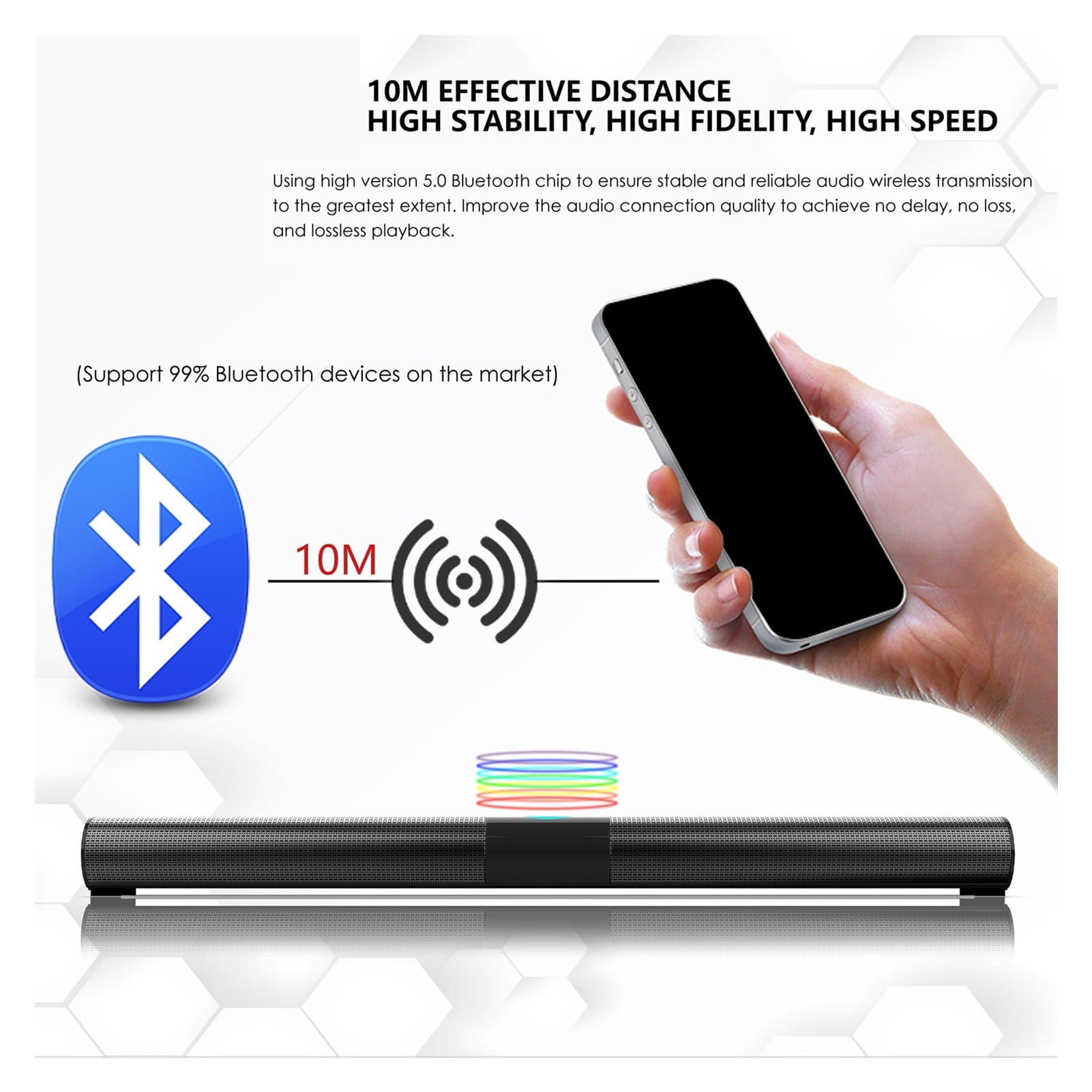 Home Theater TV Speaker Wireless Bluetooth Speakers For Computer Soundbar Music Center Column Subwoofer 20W Sound Bar With Radio ,Impactful Volume Boost