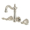 thumbnail image 3 of Kingston Brass  Heritage Two-Handle 3-Hole Wall Mount Bathroom Faucet Matte Black Matte, 3 of 5