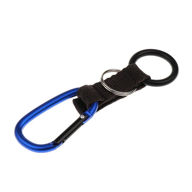 Cinturón de Nylon Molle Soledad correa hebilla Clip botella de agua Gancho Mosquetón de aluminio Azul