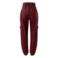 thumbnail image 6 of WTXUE Cargo Pants, Leather Pants Women's Faux Leather Loose Solid Pant High Waist Baggy Jogger Pant with Pockets, Womens Trousers Pantalones De Mujer Pantalones De Mujer, Red, 6 of 7