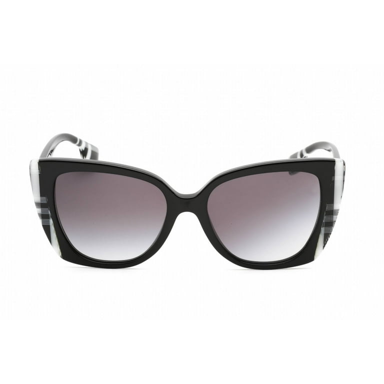 Burberry Meryl Women s Black White Check Squared Oversize Cat Eye Sunglasses