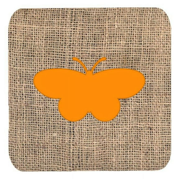 Butterfly Burlap And Orange Foam Coasters - Set 4, 3.5 x 3.5 In.