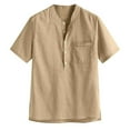 thumbnail image 1 of PENGXIANG Summer Men‘s Cool Thin Breathable Solid Color Button Cotton Shirt Short Sleeve, 1 of 6