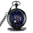 thumbnail image 3 of 1 reloj de bolsillo mecánico de cuerda automática luminoso plateado con cadena de esqueleto y lupa resistente al agua, 3 of 5