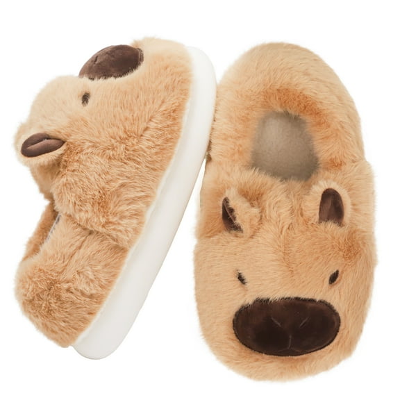 Wdmiya Capybara Cotton Slippers, Women's Warm Cotton, Cozy Fluffy Slippers, Cartoon House Slippers For Women, Non-Slip Thick Soled Slippers Autumn And Winter, Brown