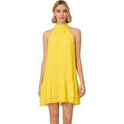 Adrianna Papell HYPER YELLOW Women's Chiffon Trapeze Short Dress, US 12