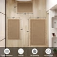 thumbnail image 2 of BGC Set of 2 Waffle Bathroom Rugs, Boho Bath Rug Super Absorbent, Non Slip Washable Ultra Soft Rubber Backed Shower Bath Mats for Floor, Tub, Shower, Bordered Design, Brown, 18x30 Inch, 2 of 13