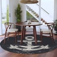 thumbnail image 3 of Black Anchor Round Area Rug 7Ft Washable Circle Rugs for Dorm Laundry Room, Nautical Coastal Summer Vintage Ocean Non-Slip Carpet Floor Mats Indoor Outdoor Carpet Runner Aesthetic Home Decor, 3 of 8