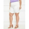 ELOQUII Elements Women's Plus Size Distressed White Denim Bermuda Shorts