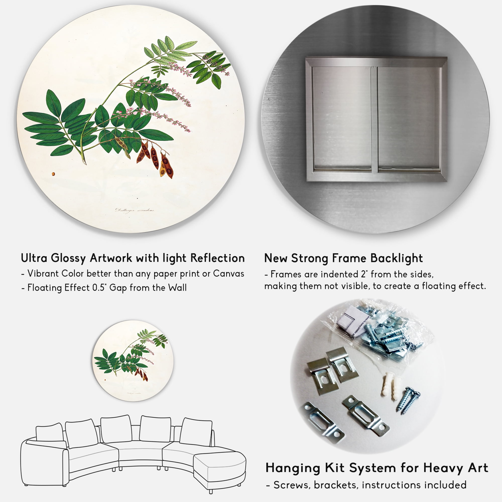Designart 'Ancient Botanicals XI' Farmhouse Circle Metal Wall Art 29x29 - Disc of 29