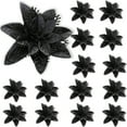 thumbnail image 1 of 15 Pièces Paillettes Poinsettia Fleurs Artificielles Décorations Arbre Ornements Paillettes Rouges Or, 1 of 8