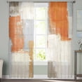 thumbnail image 2 of Orange Gray Sheer Curtains 84 Inches Long 2 Panels Set, Window Sheer Curtains for Living Room/Bedroom, Retro Gradient Abstract Geometric Aesthetic Light Filtering Rod Pocket Curtain 52'' x 84'' x 2, 2 of 7