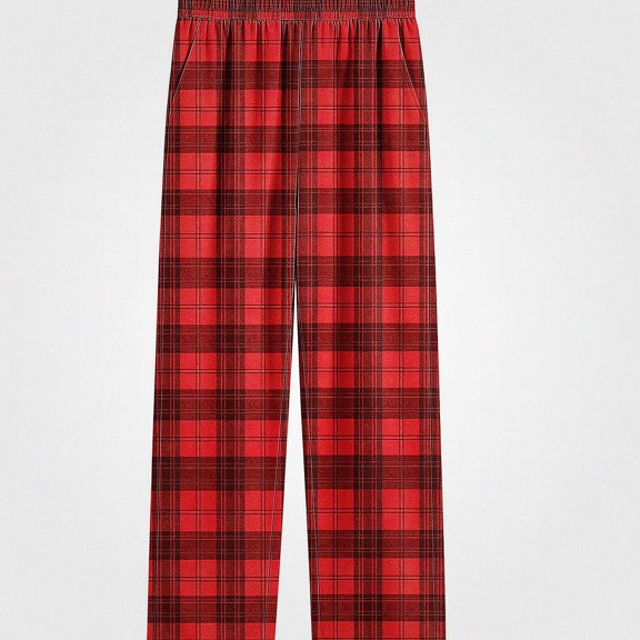 DJDLJWCJ Boys Casual Pants Elastic Waist Plaid Print Straight Leg Pants Comforty Lightweight Long Trousers Red Size 7