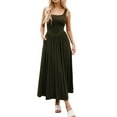 thumbnail image 2 of Womens 2025 Summer Sleeveless Square Neck Sundress Casual Long Flowy A Line Knit Dress Beach Vacation Maxi Dresses Green L, 2 of 5