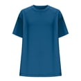 thumbnail image 4 of Camisas de Manga Corta para las Mujeres Casual Cuello Redondo Sólido, Mezcla de Algodón Moda de Verano Blusa Superior, 4 of 9