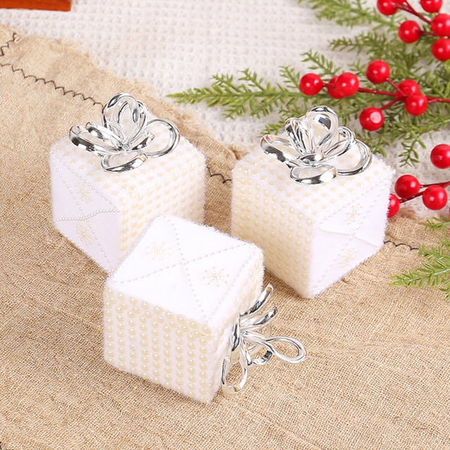 Fiudx Ofertas relámpago del día, solo en línea Caja de regalo de espuma navideña, adornos colgantes, bolas de decoración de cordel para árbol de Navidad, escenas para ventanas