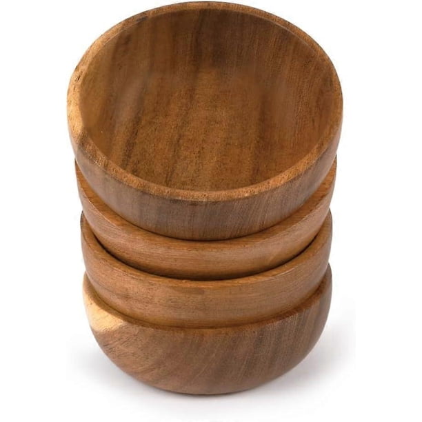 Acacia Wooden Fruit Bowl Food Serveware Dining Dcor Absolute Beautiful with Your Kitchen (Set of 4) (10X6CM)