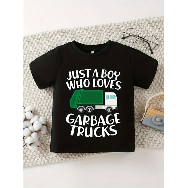 Back To School Boys' T-Shirt is Just a World Health organization Love Boy's Letter and Car Pattern Printed Comfortable Casual Round Neck Short Sleeved Top