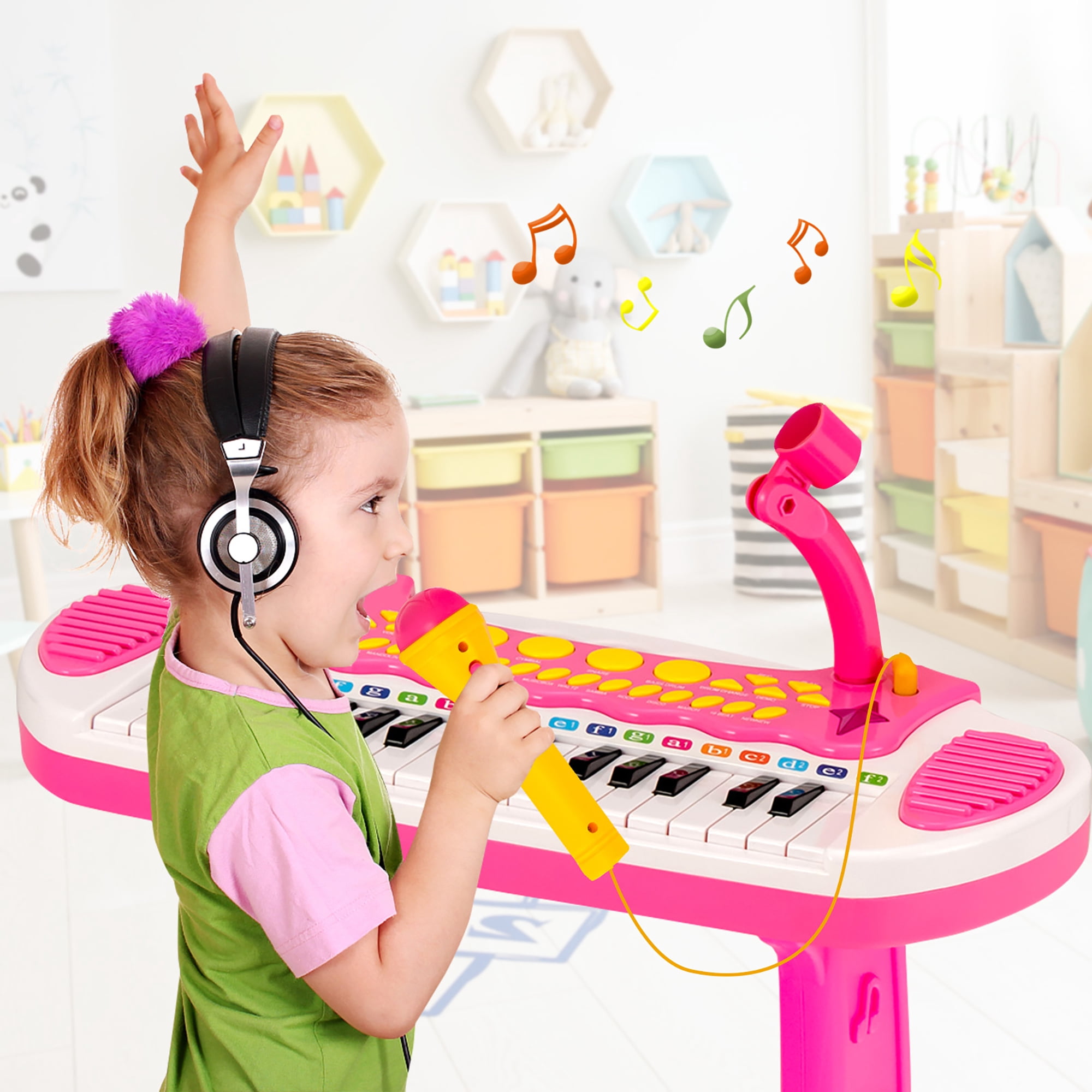 Costway Vivid Sound Unisex 3+ Years Toy Musical Instruments, Polypropylene Pink, 18'' x 9'' x 18'
