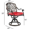 thumbnail image 6 of Magic Union 2 Piece Outdoor Bistro Swivel Dining Chair for Patio Garden with Red Cushion, 6 of 6