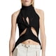 thumbnail image 1 of ICHUANYI Clearance Womens Summer Irregular Sleeveless Hollowed-out Kink Wool Vest Womens Fashion Semi-high Collar Solid Color(Black, XL) ICHUANYI WER2023081109729, 1 of 5