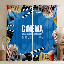 Manfei Filmstrip Home Blackout Curtains Set of 2 (52x84 Each), Retro Cinema Movie Window Curtains, Teen Boy Girl Kid Curtains and Drapes, Curtains Blackout Room Decor
