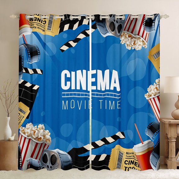 Manfei Filmstrip Home Blackout Curtains Set of 2 (52x84 Each), Retro Cinema Movie Window Curtains, Teen Boy Girl Kid Curtains and Drapes, Curtains Blackout Room Decor