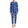 thumbnail image 5 of Muk Luks Women's and Women's Plus Long Sleeve Top and Pants Eye Mask, 2-Piece Pajama Set, 5 of 5