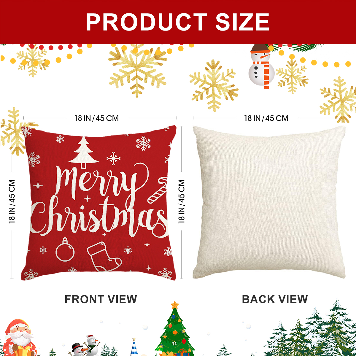 Sanmadrola Christmas Throw Pillow Covers Set of 4, Red photo 3