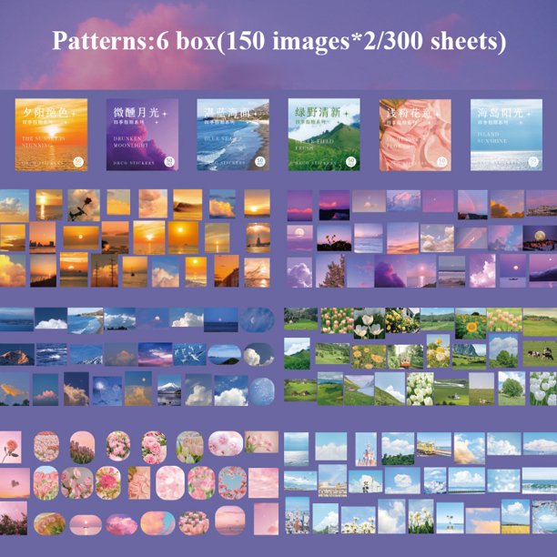 300 Unids/pack Lindo Pegatinas De Película De Papel Basura Diario Arte Collage DIY Álbum De Fotos Manualidades Scrapbooking Suministros Escolares