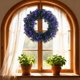 thumbnail image 3 of Leaf Wreath, Artificial Eucalyptus Round Wreath, 15.4 Inch for Door Wall, Summer Spring Home Decor, Faux Greenery, 3 of 6