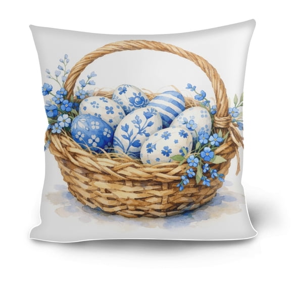 ZhyrZng Easter Blue Pillow Covers 18x18 Inch, Decorative Spring Holiday Cushion Case for Couch Sofa Chair, Soft Polyester Throw Pillow Shell with Hidden Zipper for Home Decor