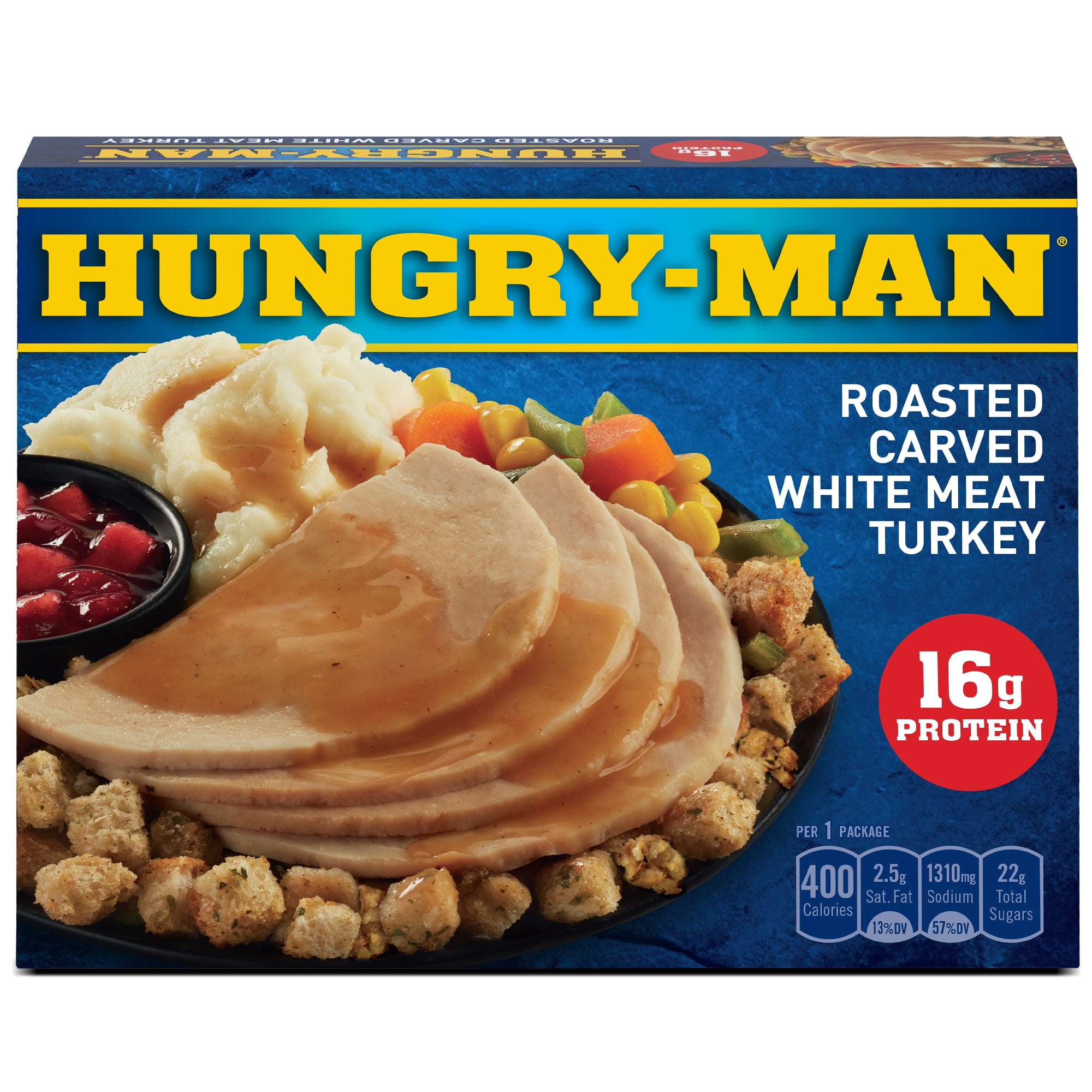 Hungry-Man Roasted Turkey Breast Frozen Dinner, 16 oz (Frozen)