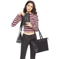 thumbnail image 2 of Juego de 4 bolsas de mano de piel sintético para mujer, con asa superior, bolsa de hombro, Negro -, L, 2 of 5