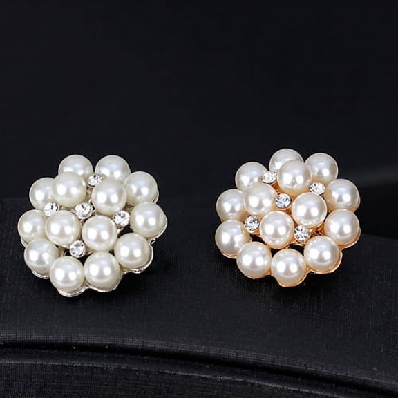 SmartBy Flower Rhinestone Imitation Pearl Brooch Pin DIY Bridal Wedding Bouquet Decor