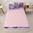 thumbnail image 4 of Homewish Cartoon Anime Girl Zipper Twin Comforter Sets with Fitted Sheet and 2 Pillowcases,Purple Black Cute Bowknot Zipper Bedding Set For Teens,Reversible,4-Piece, 4 of 7