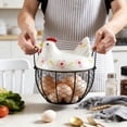 thumbnail image 4 of Chicken Egg Basket Black Wire with Ceramic Lid, Egg Holder for Gathering Fresh Eggs, Decorative Farmhouse Egg Storage Container for Kitchen Countertop, Ceramic Egg Storage Basket Organizer, 4 of 8