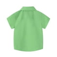thumbnail image 2 of LittleSpring Boys Dress Shirt with Bow Tie Button-Down Short Sleeve for Kids Clothes Green 5T, 2 of 6