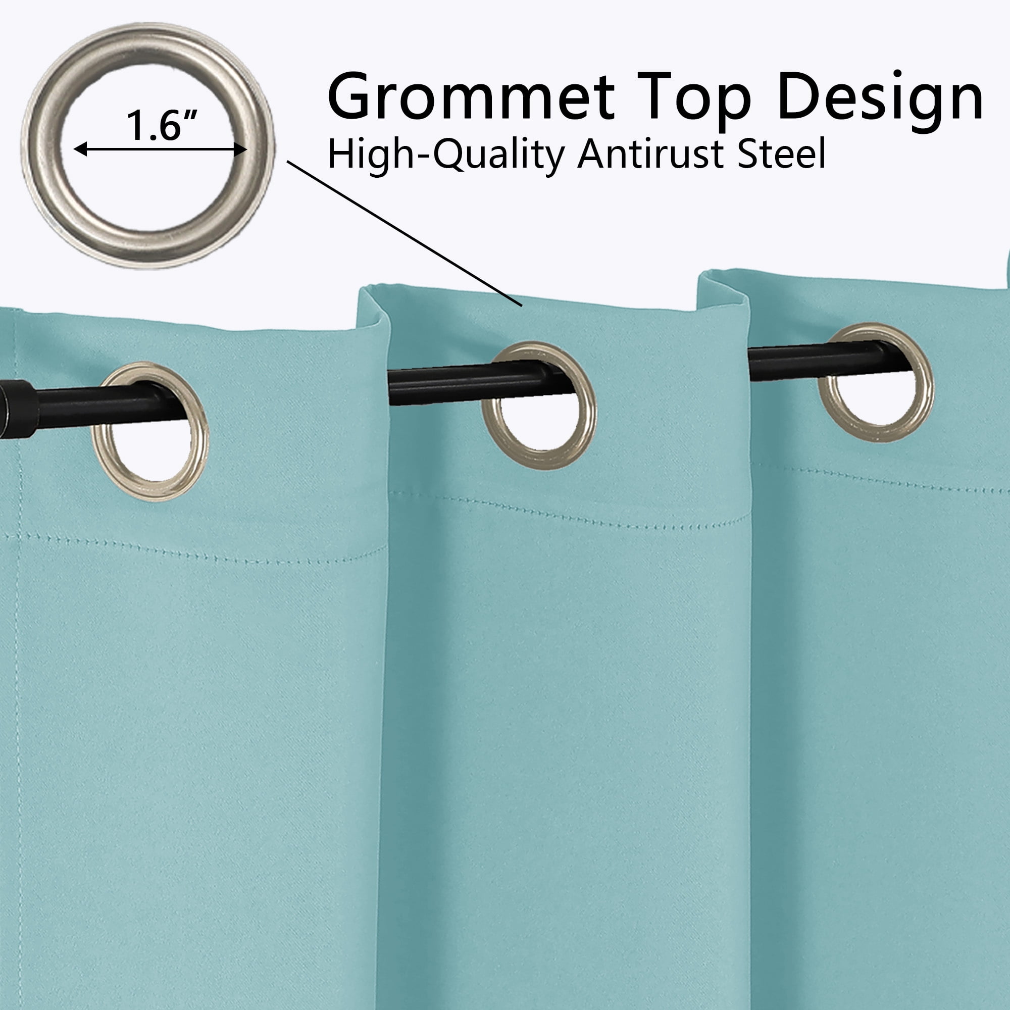 OVZME Kalme Aqua Grommet Blackout Curtains 54 inch Long 2 Panels Set, Solid Thermal Insulated Curtains for Bedroom Kitchen Kids Room, Each W40 x L54, Aqua