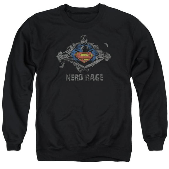 Superman Nerd Rage Adult Crewneck Sweatshirt Black