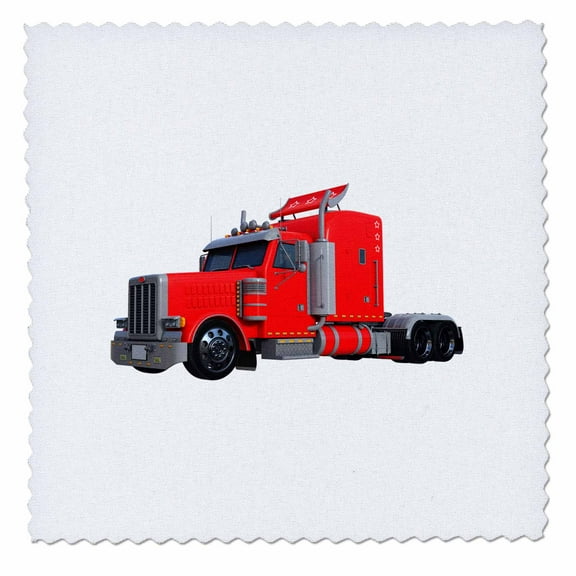 3dRose, Red Semi Truck In Three Quarter View, 10x10 inch quilt square